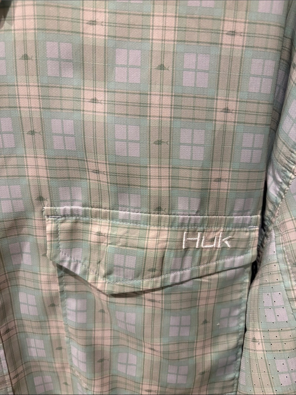 Huk Men’s Mint and Light Pink Plaid Button-Down Shirt - NWOT